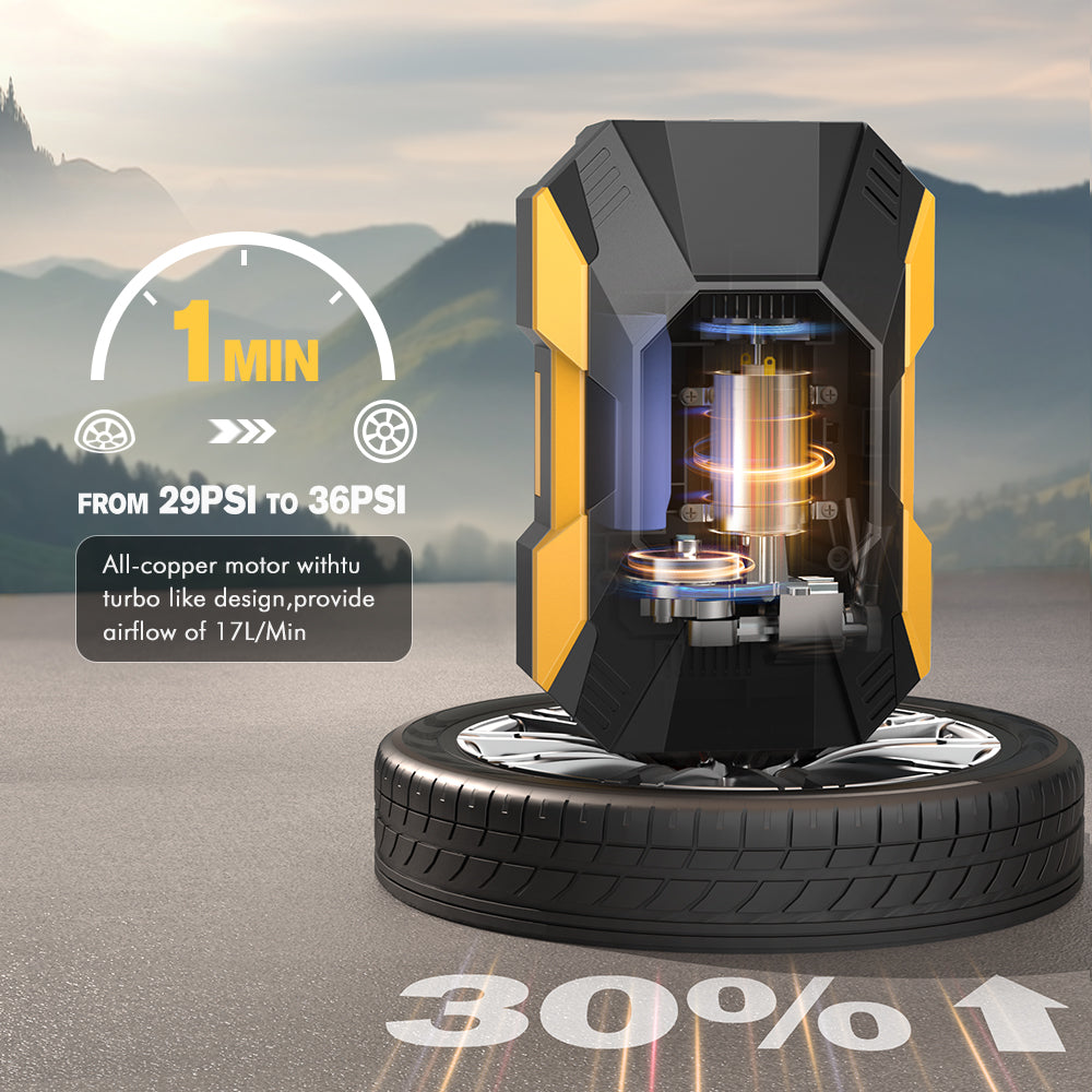 CARSUN T2222 Inflator de neumático sin cuerda