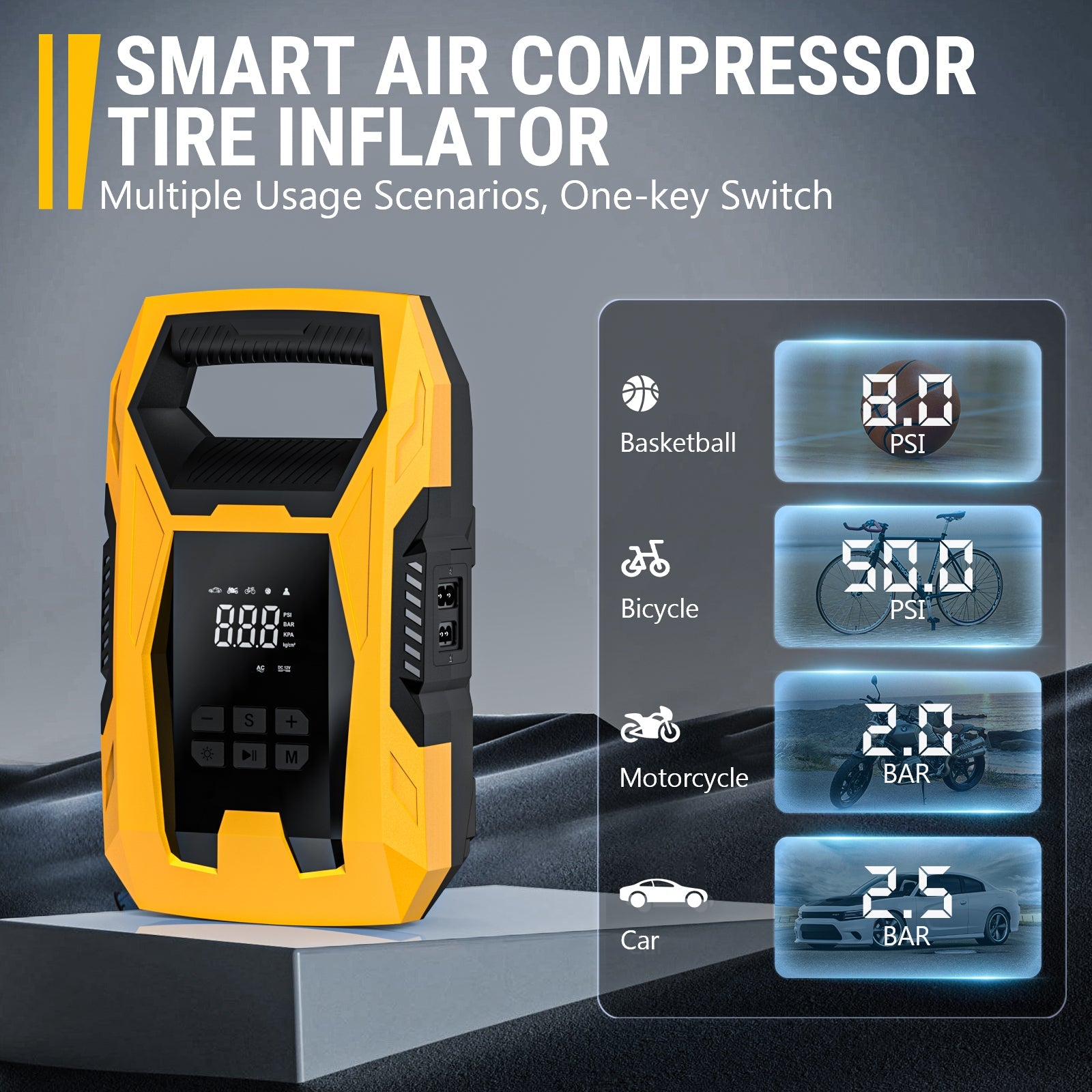 CARSUN T2221 Inflador de neumáticos AC/DC