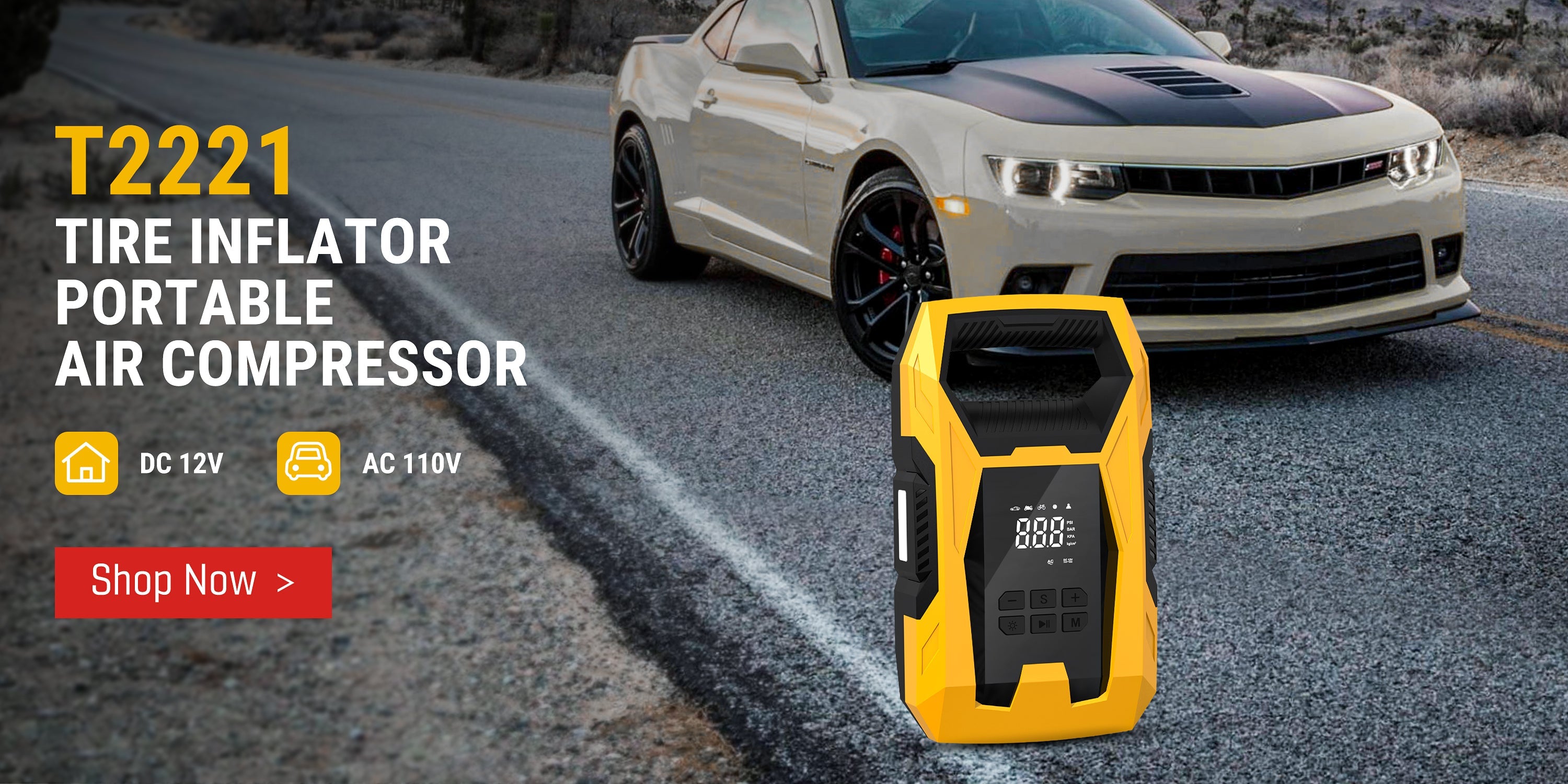 CARSUN T2221 Inflador de neumáticos AC/DC
