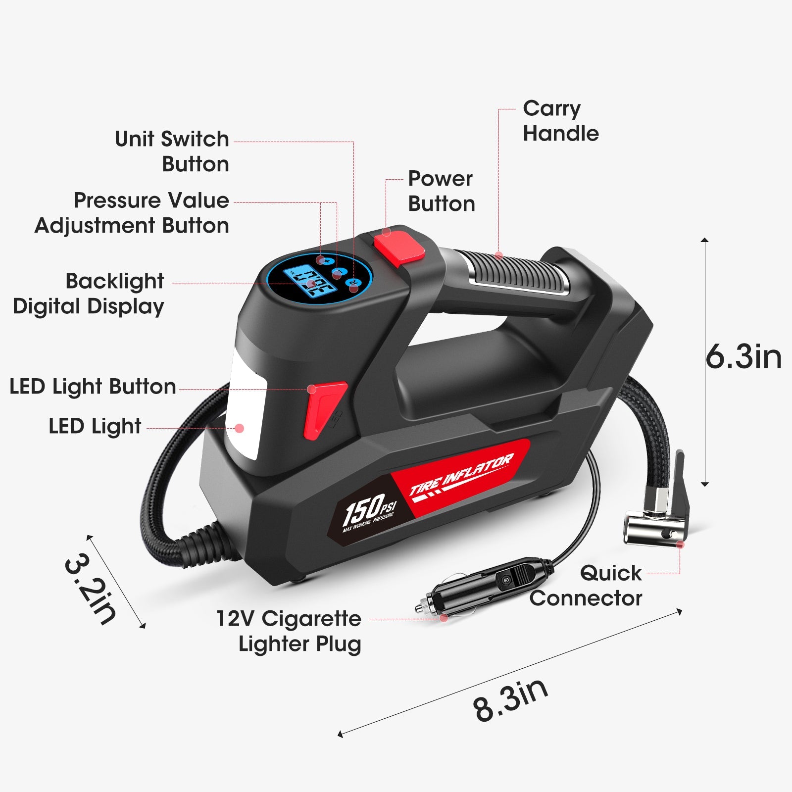 CARSUN C2814 Inflador de neumáticos